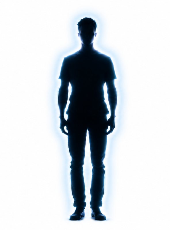 Silhouette entourée d’une aura lumineuse