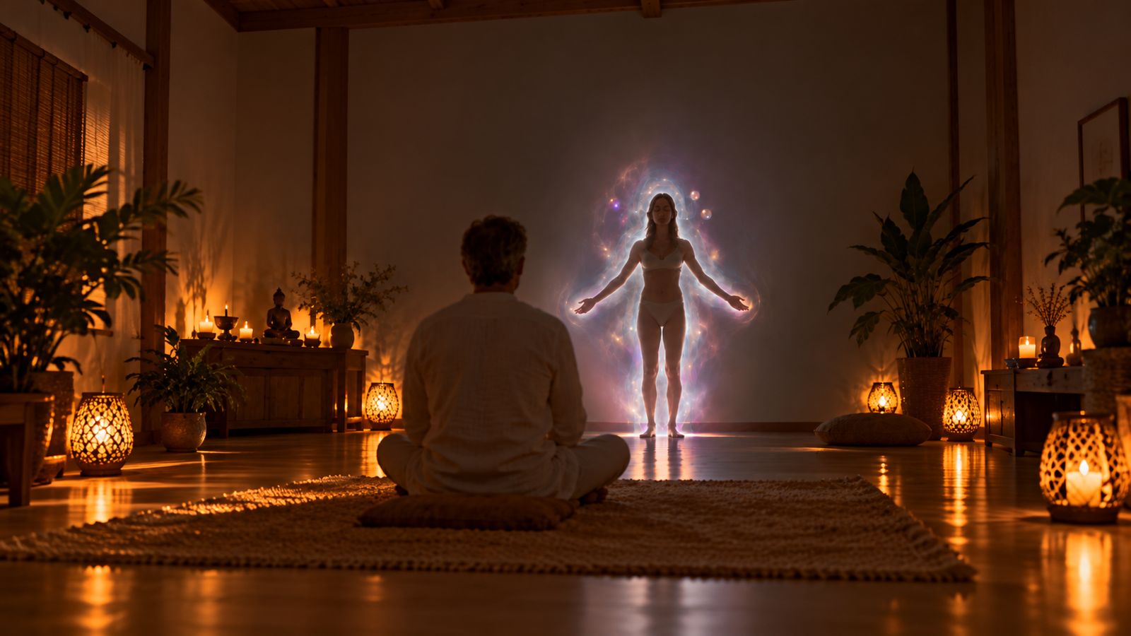 Lecture d’auras : un praticien observe l’aura d’une personne debout
